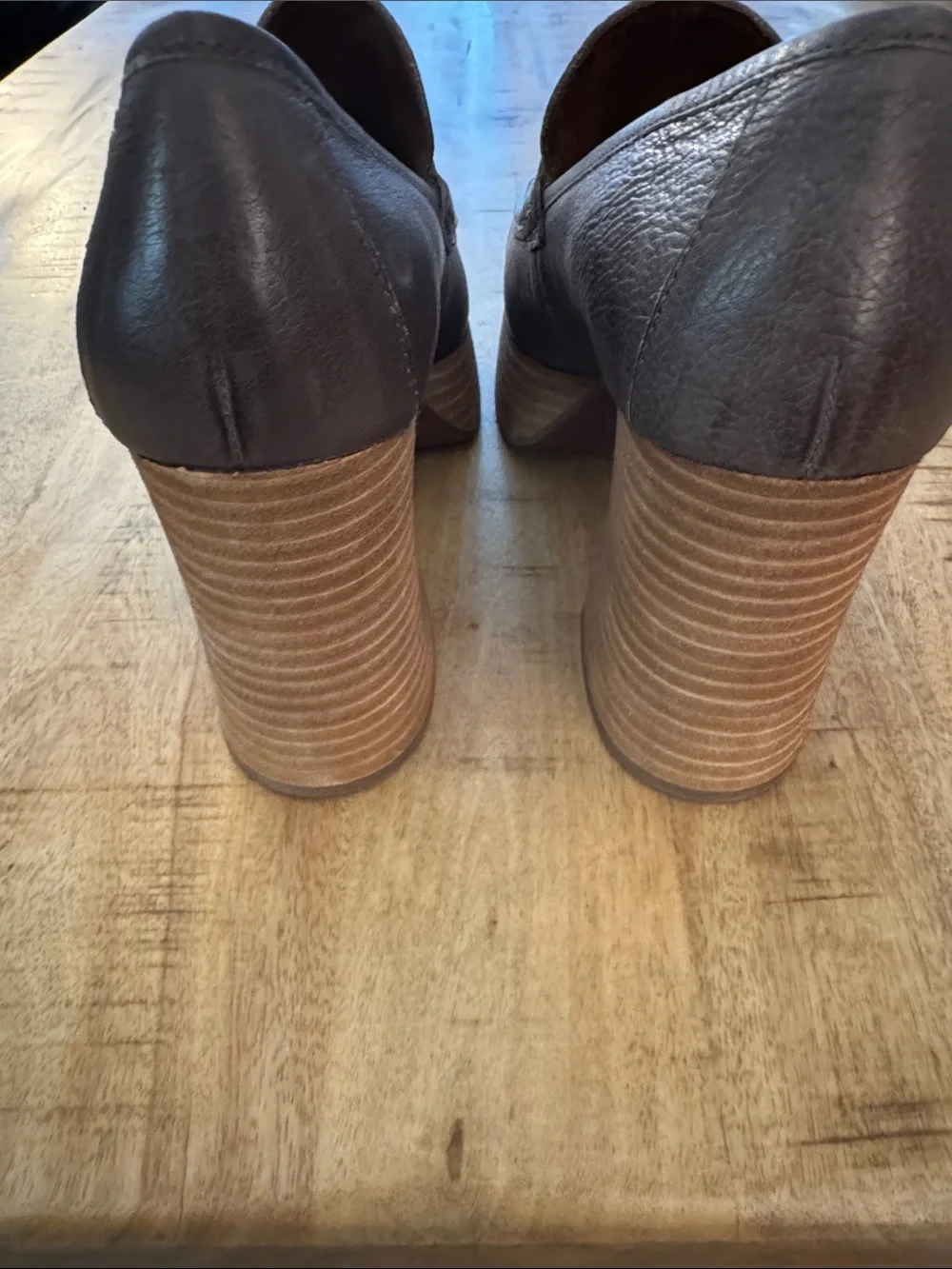 Kork Ease Barbara Women's Gray Leather Platform Loafer Heels mules NEW 9.5 9 1/2
